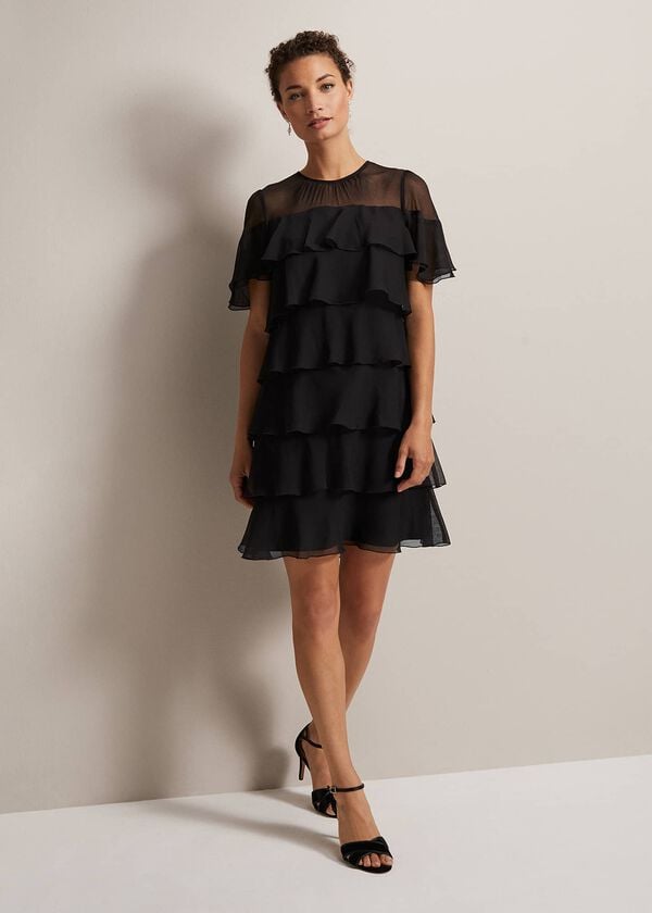 Phase Eight Nika Black Tiered Shift Dress