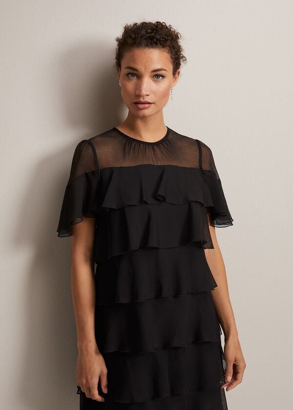 Phase Eight Nika Black Tiered Shift Dress