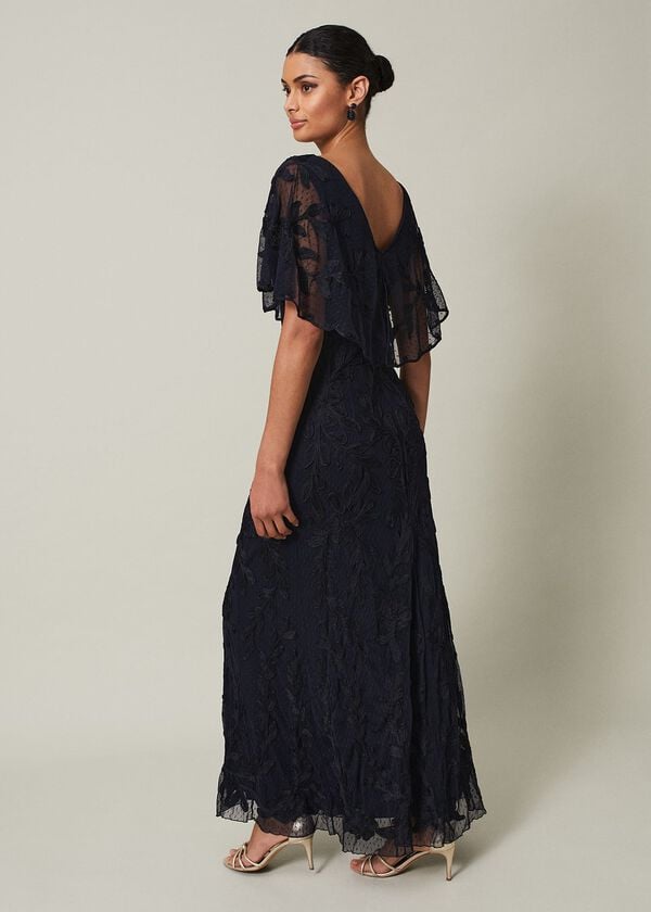 Phase Eight Noelle Navy Tapework Maxi Dress