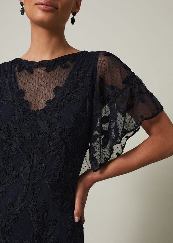 Phase Eight Noelle Navy Tapework Maxi Dress