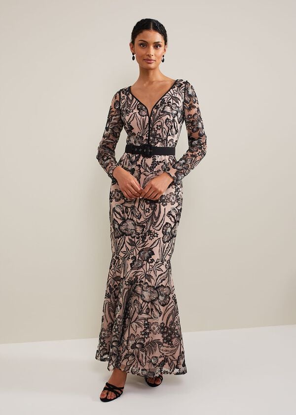 phase eight Nola V-Neck Embroidered Maxi Dress