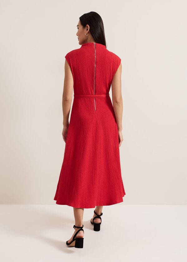 Phase Eight Ofelia Red Jersey Textured Dress