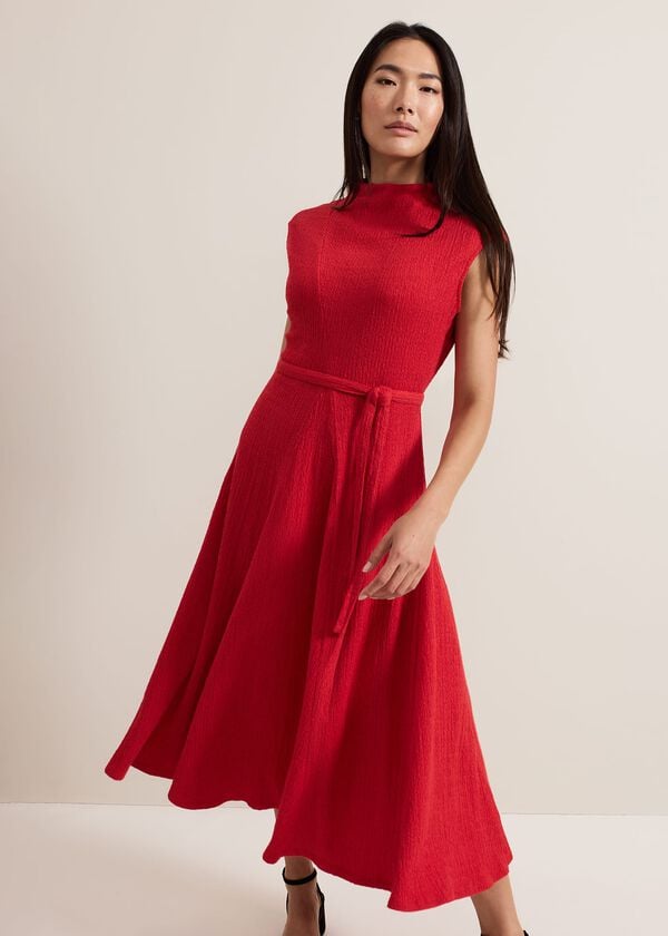 Phase Eight Ofelia Red Jersey Textured Dress