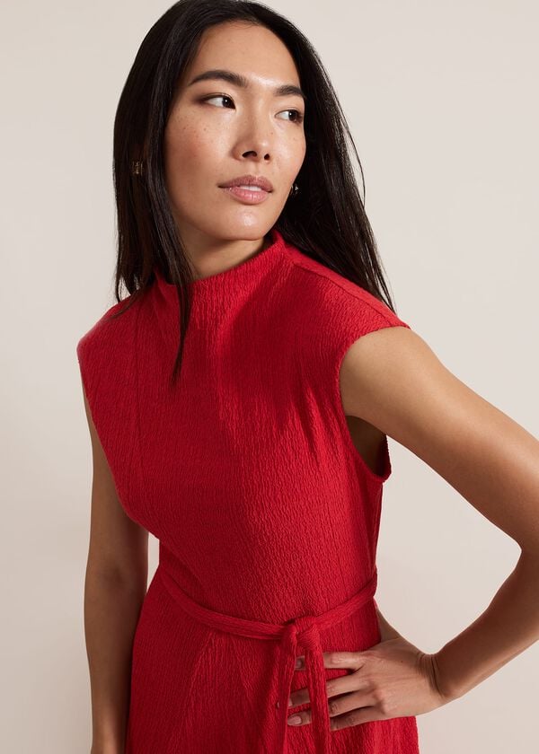 Phase Eight Ofelia Red Jersey Textured Dress