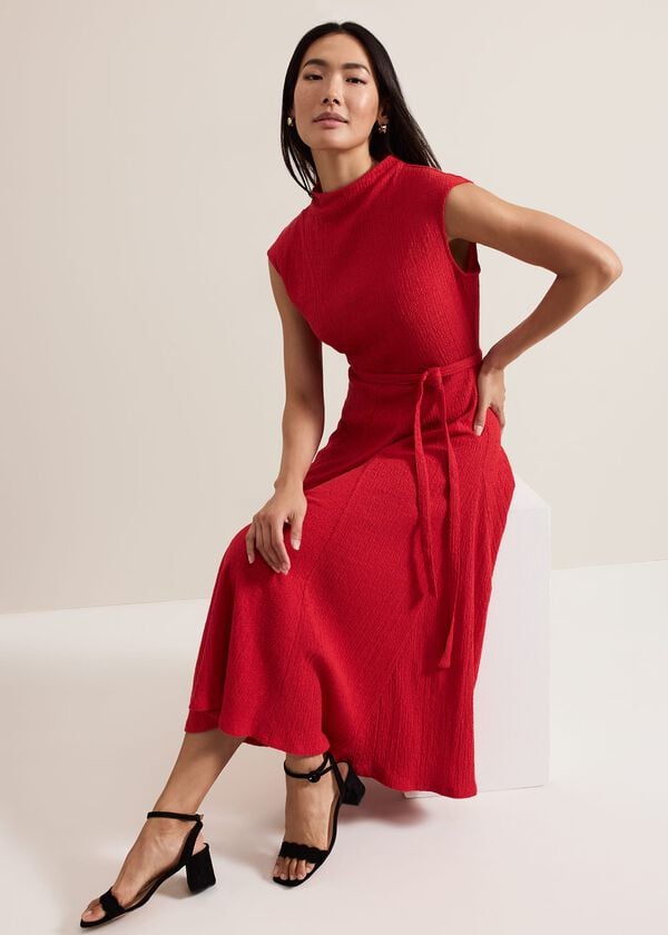 phase eight Ofelia Red Jersey Textured Dress