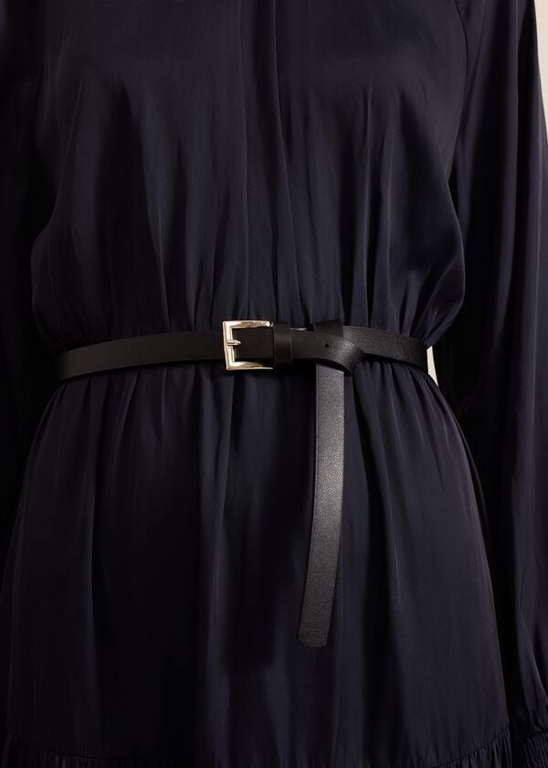 Phase Eight Ornella Navy Satin Dress