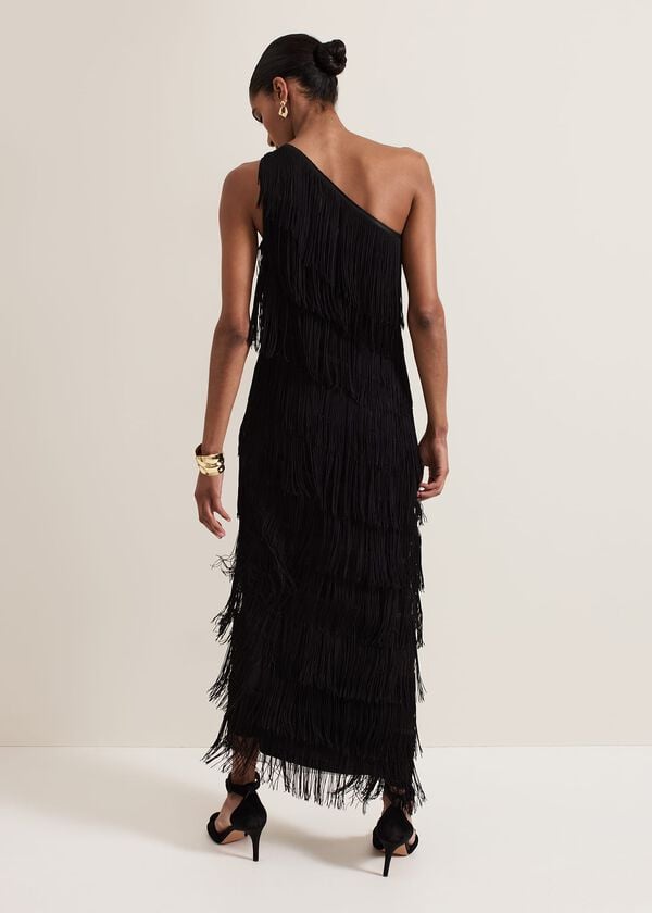 Phase Eight Otto One Shoulder Fringe Maxi Dress