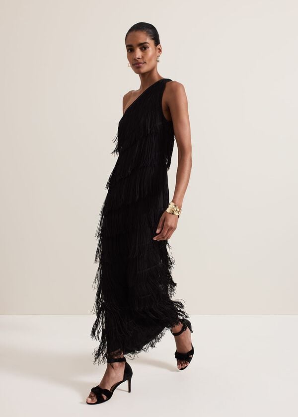 phase eight Otto One Shoulder Fringe Maxi Dress