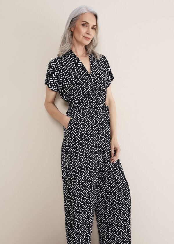 Phase Eight Paige Abstract Print Wide Leg Jumpsuit