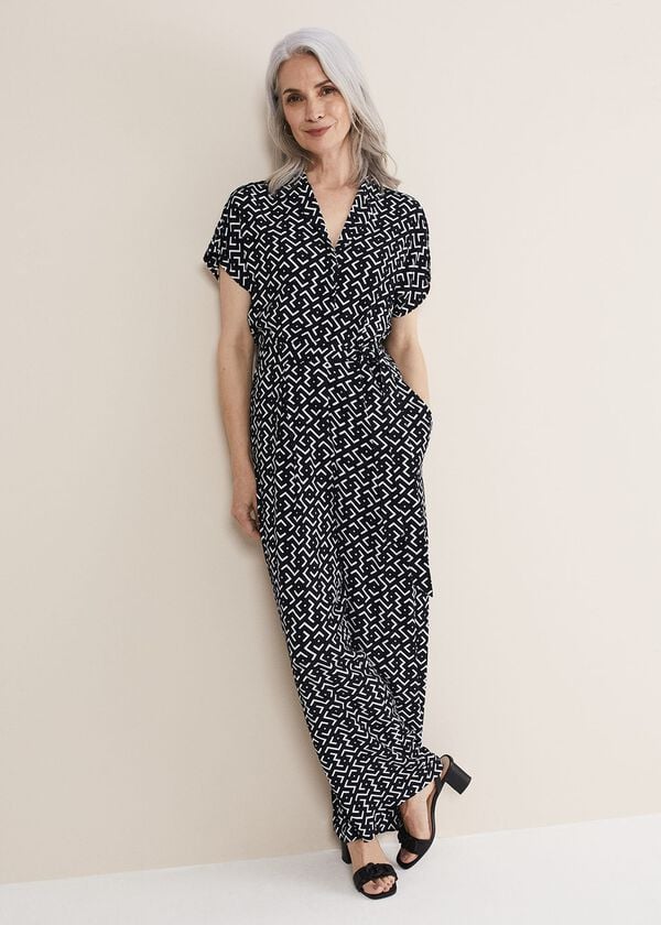 phase eight Paige Abstract Print Wide Leg Jumpsuit