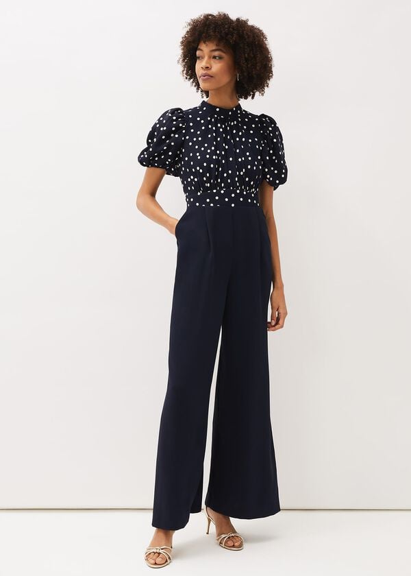 phase eight Paulina Puff Sleeve Spot Jumpsuit