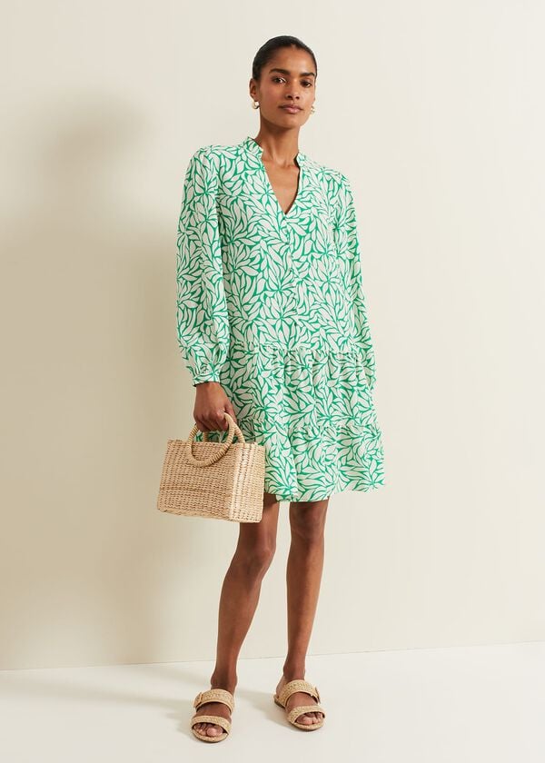 Phase Eight Penele Leaf Print Swing Dress