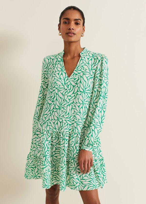 phase eight Penele Leaf Print Swing Dress
