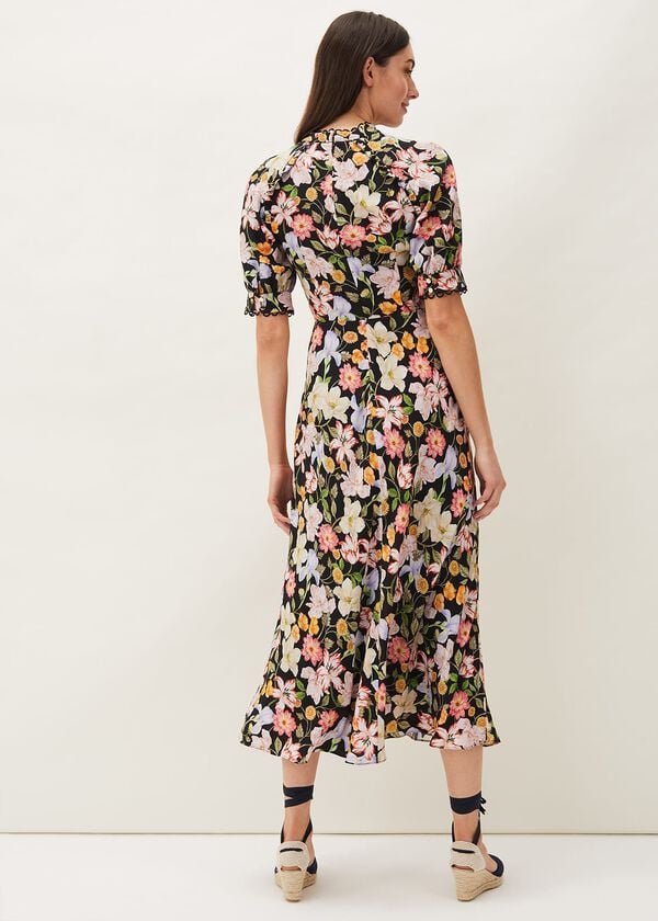 Phase Eight Penelope Floral Puff Sleeve Midi Dress