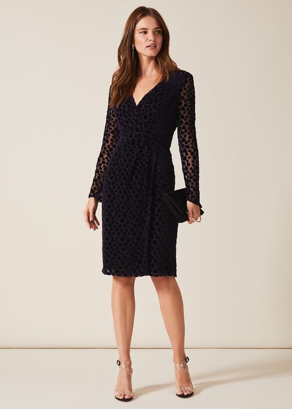 Phase Eight Perrie Spot Velvet Burnout Dress