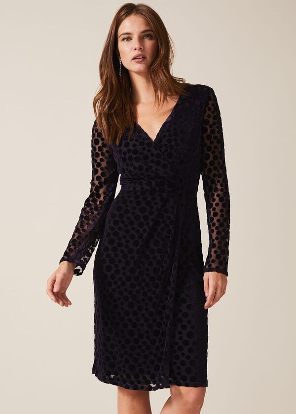 phase eight Perrie Spot Velvet Burnout Dress