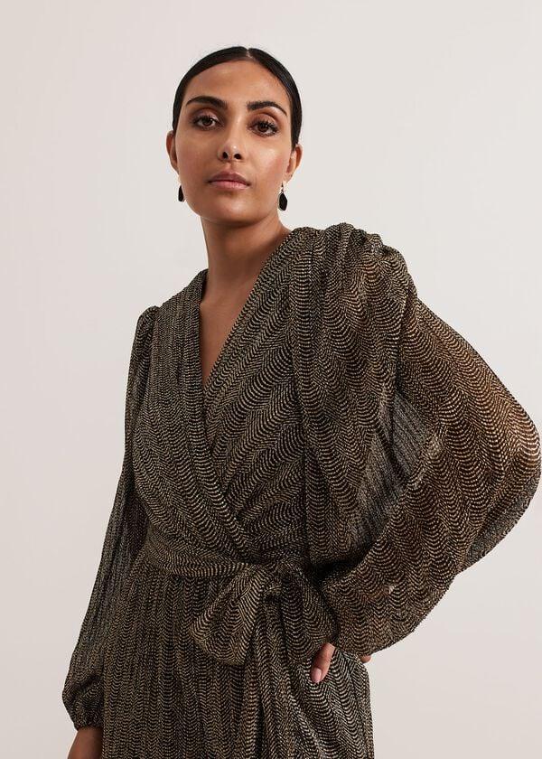 Phase Eight Petite Alli Gold Textured Jumpsuit