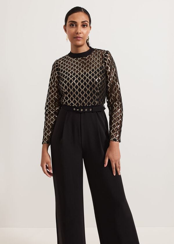 Phase Eight Petite Amelia Sequin Bodice Jumpsuit