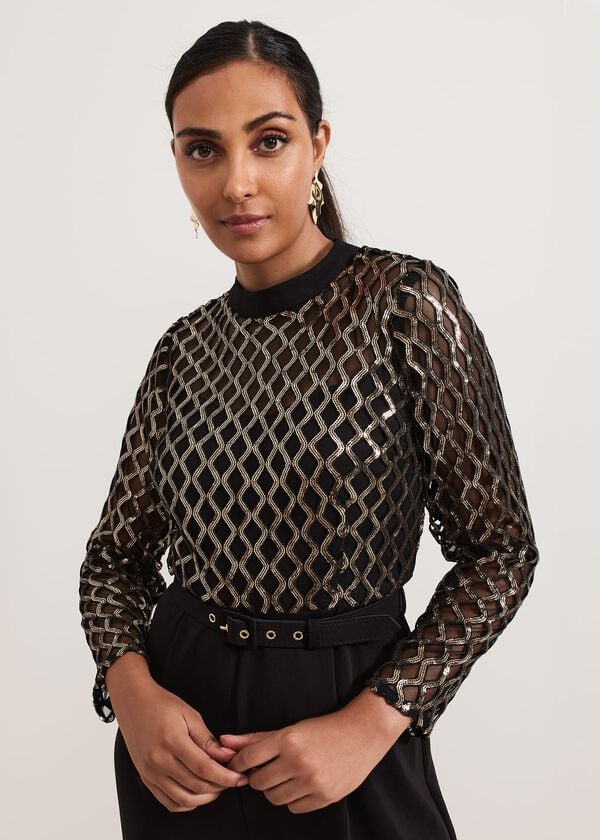 Phase Eight Petite Amelia Sequin Bodice Jumpsuit