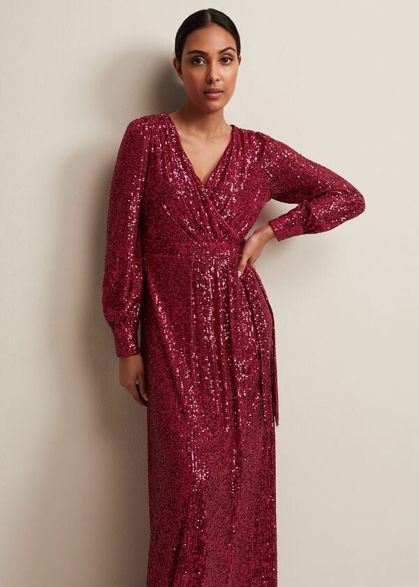 Phase Eight Petite Amily Pink Sequin Maxi Dress