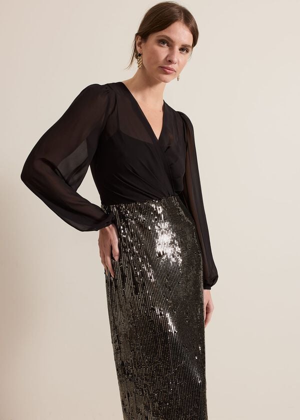 Phase Eight Petite Aniya Sequin Long Sleeve Dress