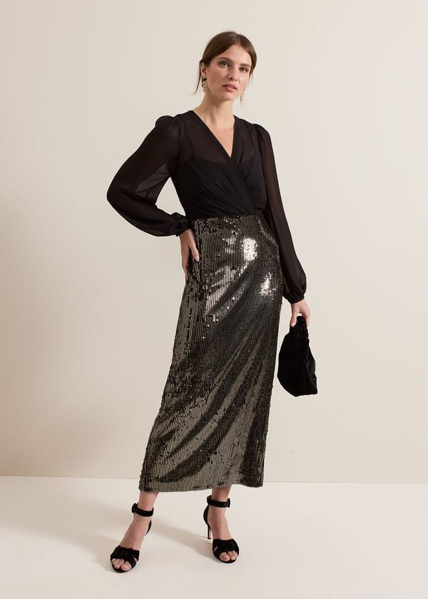 phase eight Petite Aniya Sequin Long Sleeve Dress