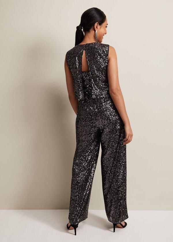 Phase Eight Petite Aubrey Sequin Wide Leg Jumpsuit