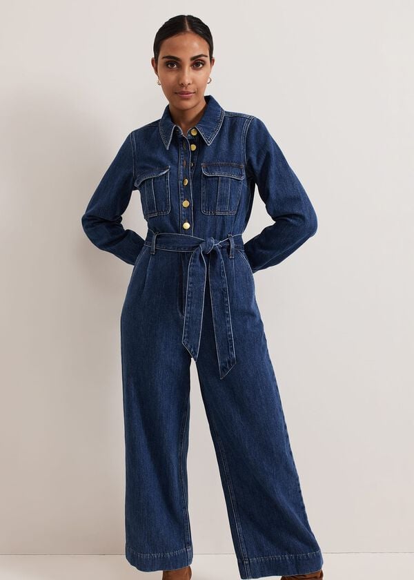 Phase Eight Petite Avalon Denim Utility Jumpsuit