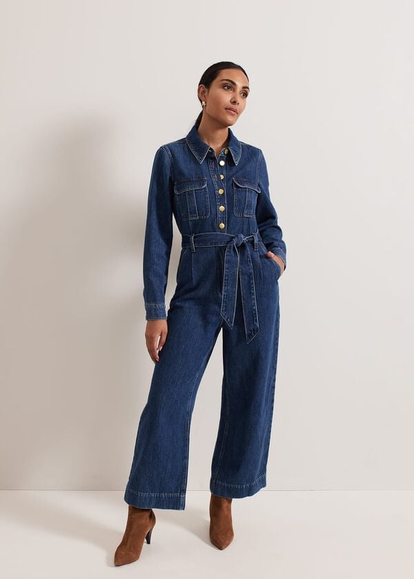 phase eight Petite Avalon Denim Utility Jumpsuit