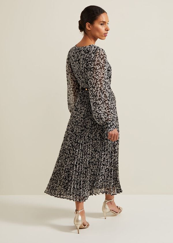 Phase Eight Petite Ayana Spot Pleat Midaxi Dress