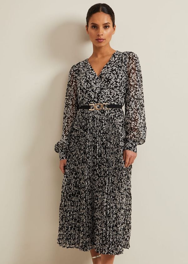 Phase Eight Petite Ayana Spot Pleat Midaxi Dress