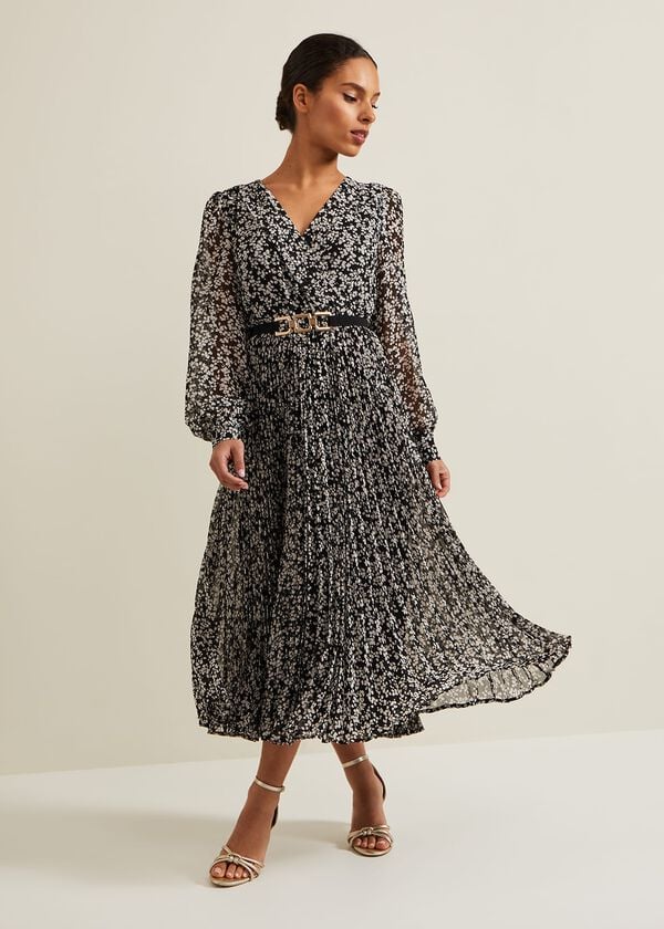 phase eight Petite Ayana Spot Pleat Midaxi Dress