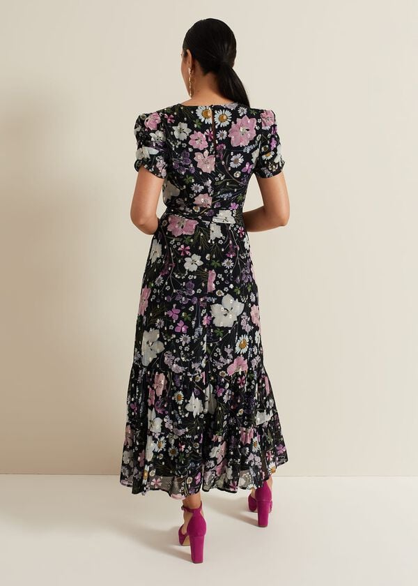 Phase Eight Petite Azalea Print Fil Coupe Dress