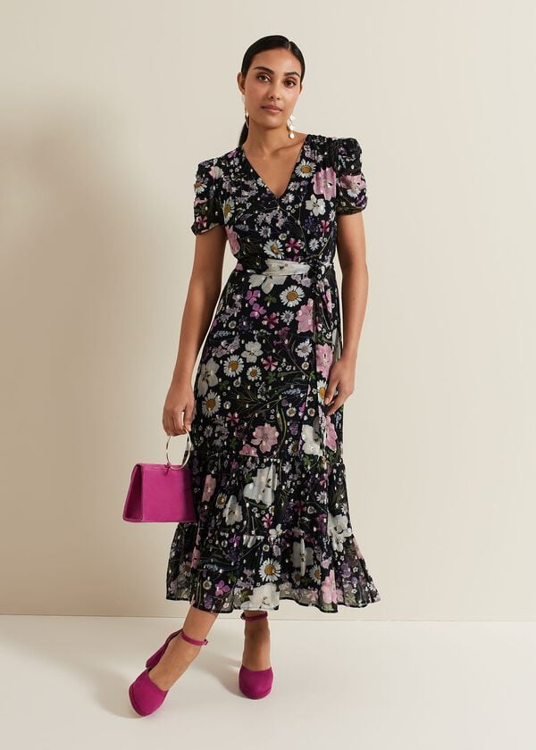 phase eight Petite Azalea Print Fil Coupe Dress