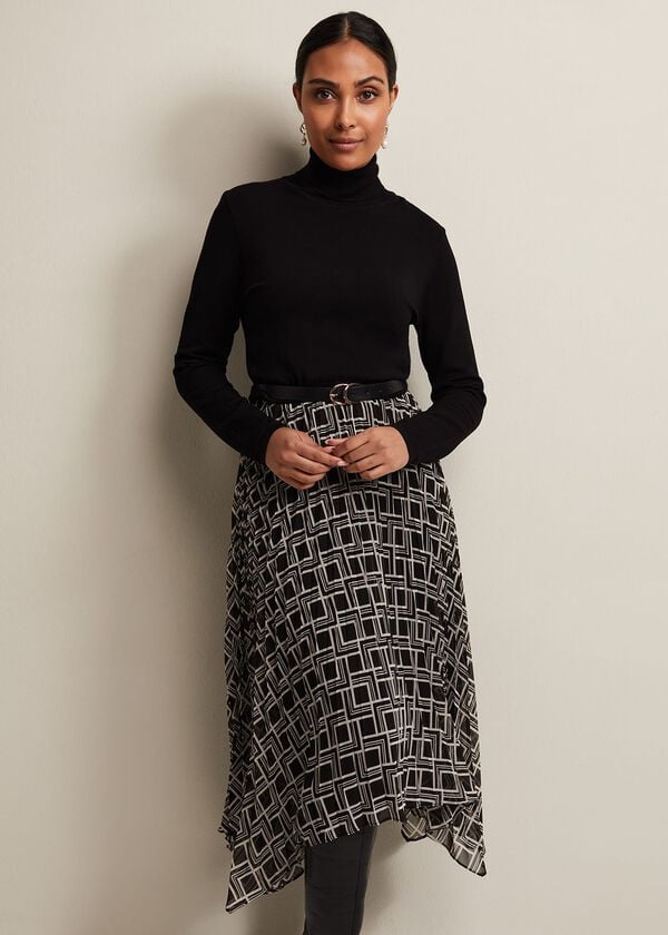 Phase Eight Petite Carle Fine Knit Geometric Dress