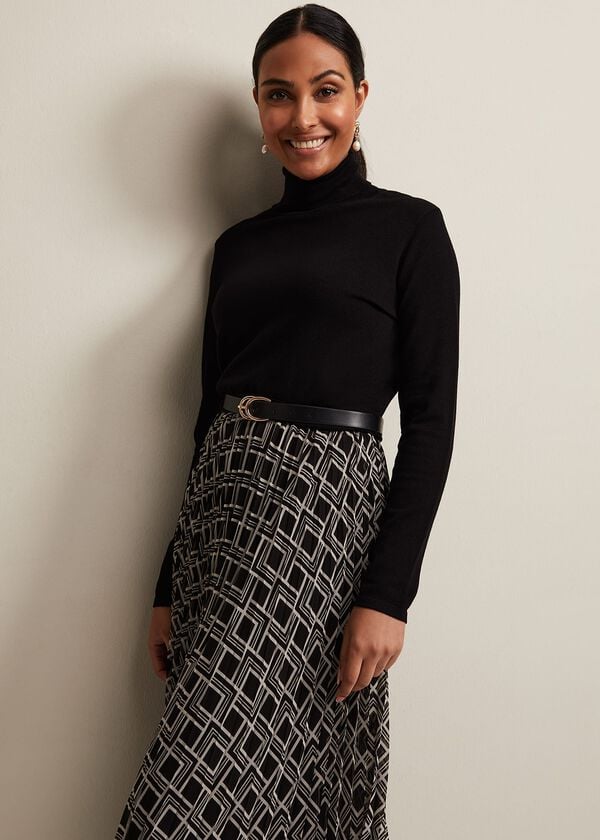 Phase Eight Petite Carle Fine Knit Geometric Dress