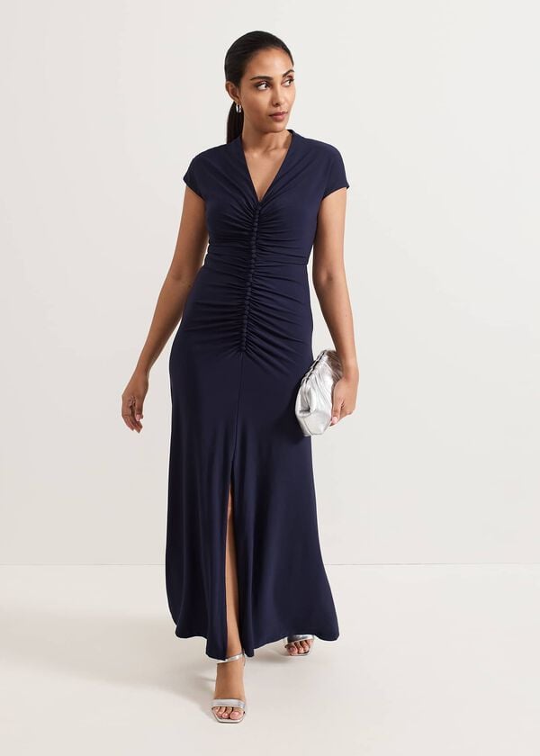 phase eight Petite Daisy Navy Ruched Maxi Dress
