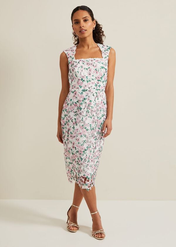Phase Eight Petite Diana Floral Lace Midi Dress