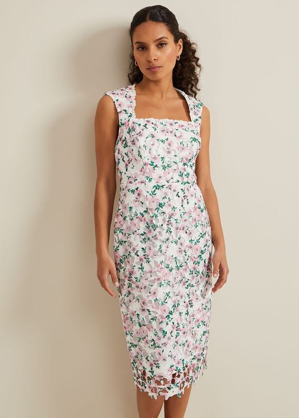 phase eight Petite Diana Floral Lace Midi Dress