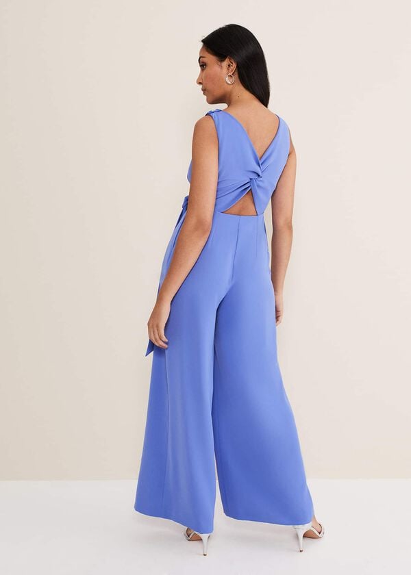 Phase Eight Petite Elaina Blue Wide Leg Jumpsuit