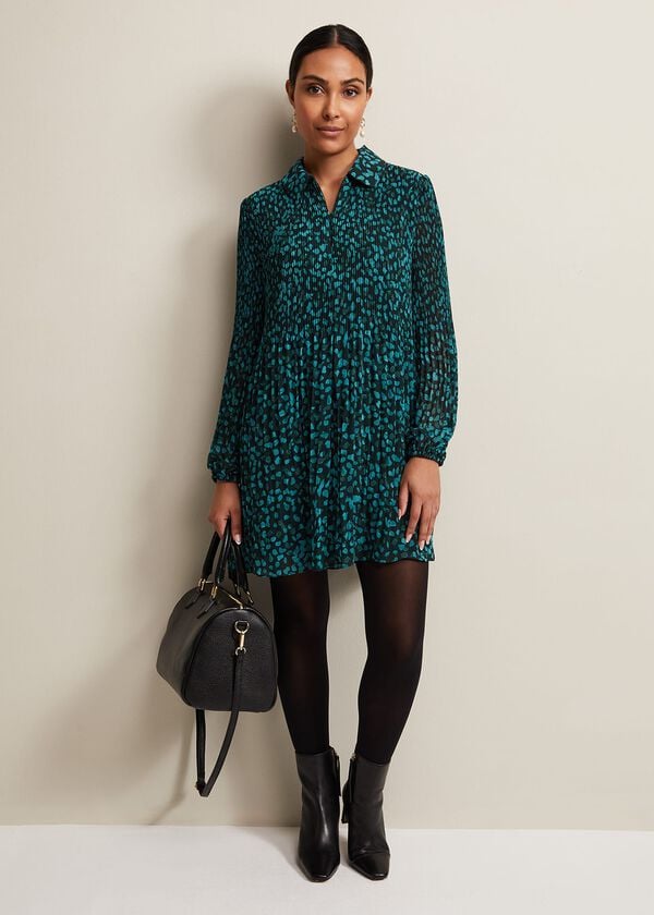 Phase Eight Petite Ella Ditsy Pleated Mini Dress