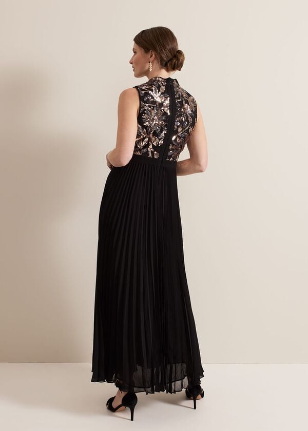 Phase Eight Petite Emalise Sequin Pleat Maxi Dress