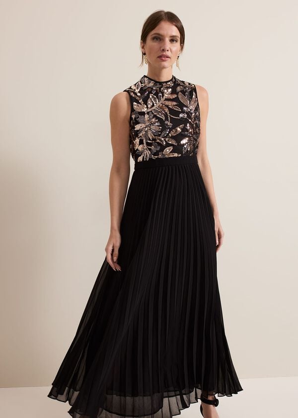 Phase Eight Petite Emalise Sequin Pleat Maxi Dress