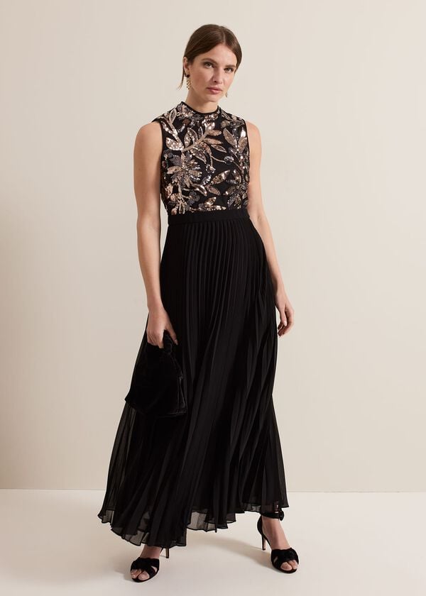 phase eight Petite Emalise Sequin Pleat Maxi Dress