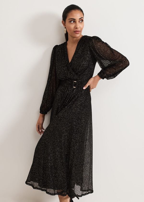 Phase Eight Petite Emre Shimmer Burnout Midi Dress