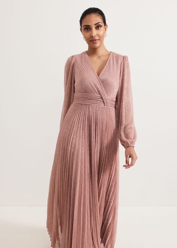 Phase Eight Petite Harper Plise Pale Pink Dress