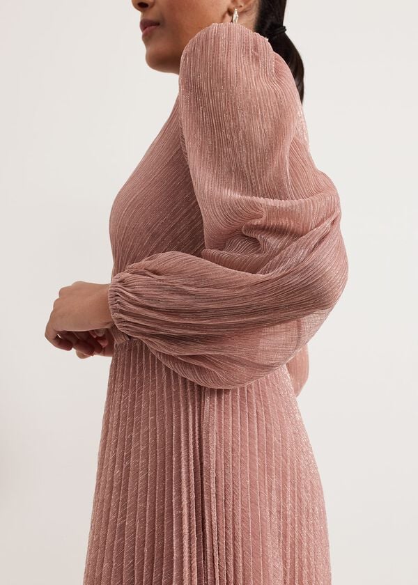 Phase Eight Petite Harper Plise Pale Pink Dress
