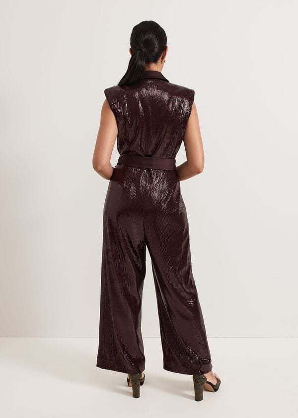 Phase Eight Petite Ivey Burgundy Sequin Jumpsuit