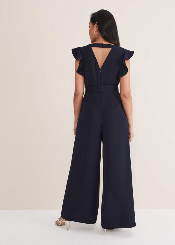 Phase Eight Petite Kallie V Neck Frill Jumpsuit