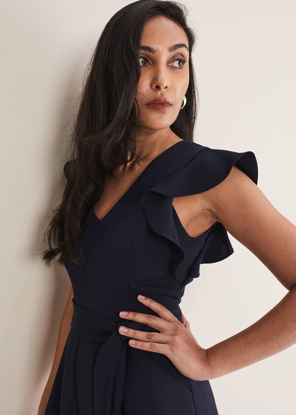 Phase Eight Petite Kallie V Neck Frill Jumpsuit